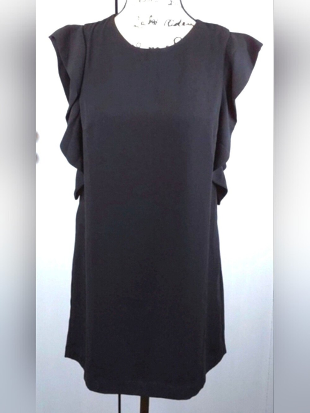 Forever 21 |Elegant Black Chiffon Mini Dress Sleeveless Ruffles Neutral Sz.M